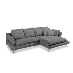 MONTE Right-Handed Corner Sofa with Sleeping Function, Storage Space, and Cushions, in Sorriso 04 Grey by WERSAL