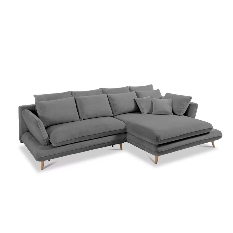 MONTE Right-Handed Corner Sofa with Sleeping Function, Storage Space, and Cushions, in Sorriso 04 Grey by WERSAL