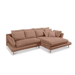 MONTE Right-Handed Corner Sofa with Sleep Function, Storage and Cushions, Sorriso 05 Brown VERSAILLES
