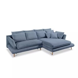 "MONTE Right-Hand Corner Sofa with Sleeping Function, Storage Compartment, and Pillows in Sorriso 07 Light Blue VERSAILLES Editi
