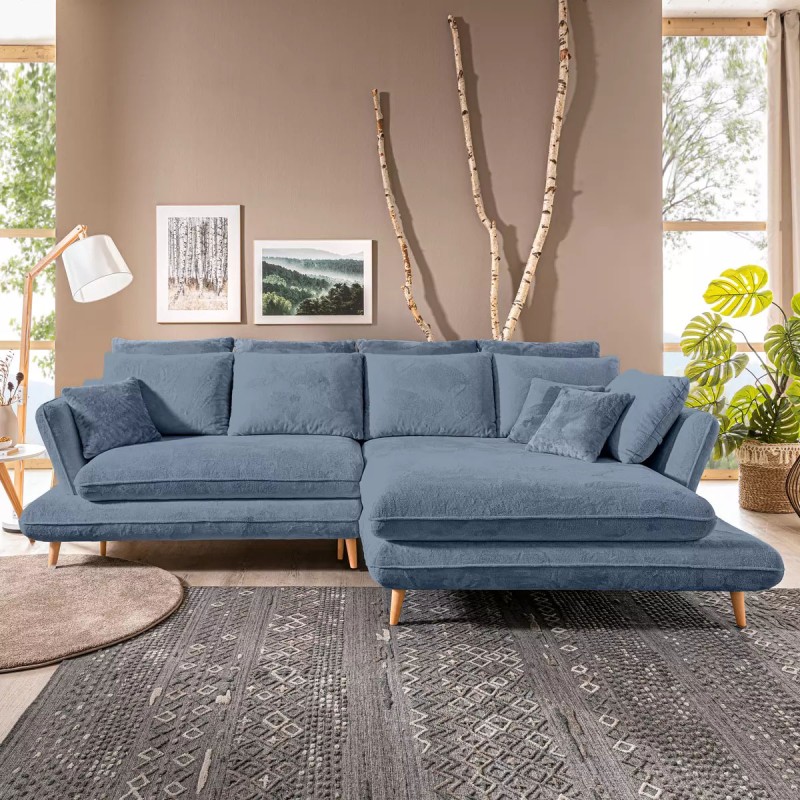 MONTE Right-Hand Corner Sofa with Sleeping Function in Sorriso 07 Light Blue MONTE Right-Hand Corner Sofa with Sleeping Function in Sorriso 07 Light Blue