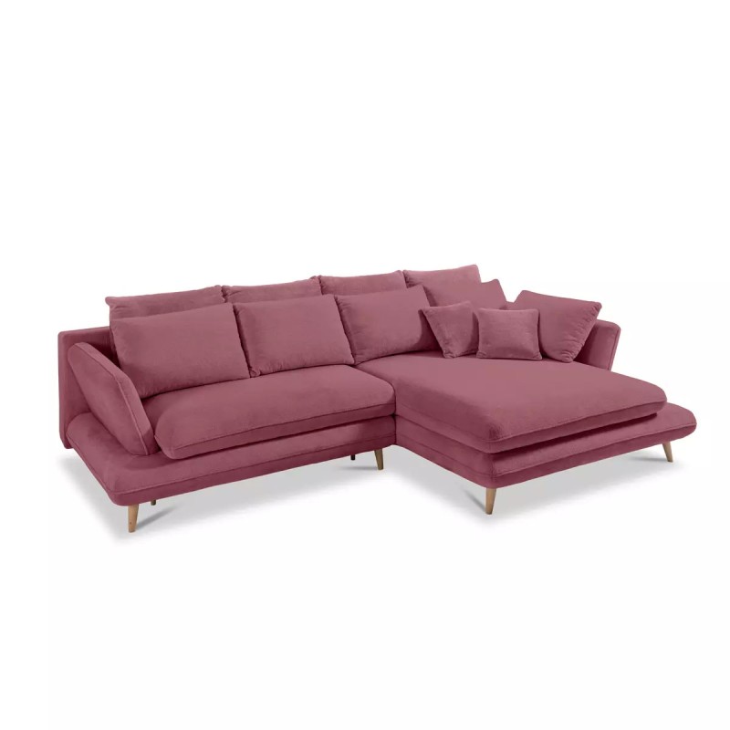 MONTE Right-Hand Corner Sofa with Sleeper Function, Storage and Cushions, Sorriso 10 in Bordeaux Red by WERSAL