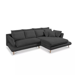 MONTE Right-Hand Corner Sofa with Sleep Function, Storage and Pillows, Sorriso 20 Dark Grey VERSAILLES