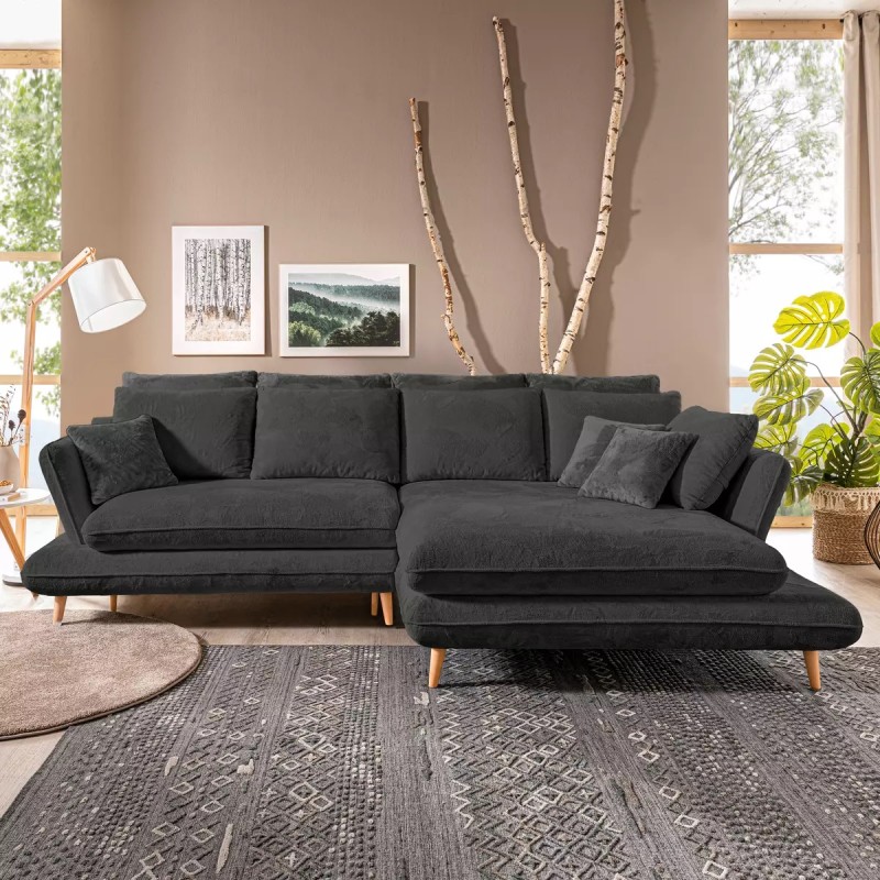 MONTE Right-Hand Corner Sofa with Sleep Function, Storage and Pillows, Sorriso 20 Dark Grey VERSAILLES MONTE Right-Hand Corner Sofa with Sleep Function, Storage and Pillows, Sorriso 20 Dark Grey VERSAILLES