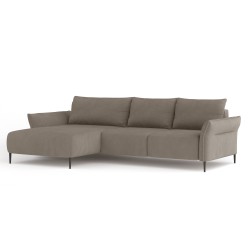"LUIS Left-Handed Corner Set with Sleeping Function, Storage Compartment, and CURIO 11 Cappuccino Pillows - VERSAILLES Series"