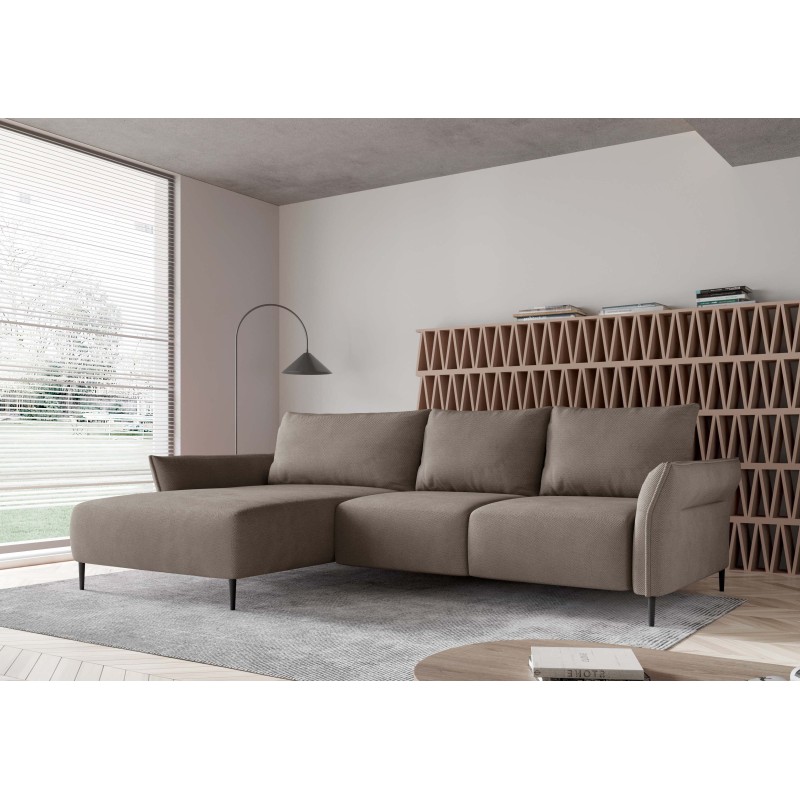"LUIS Left-Handed Corner Set with Sleeping Function, Storage Compartment, and CURIO 11 Cappuccino Pillows - VERSAILLES Series" "LUIS Left-Handed Corner Set with Sleeping Function, Storage Compartment, and CURIO 11 Cappuccino Pillows - VERSAILLES Series"