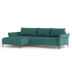 LUIS Left-Handed Corner Set with Sleep Function, Storage, and CURIO 37 Turquoise Pillows - VERSAILLES Edition