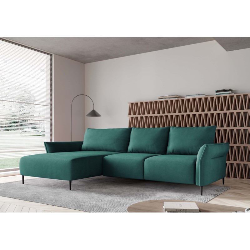 LUIS Left-Handed Corner Set with Sleep Function, Storage, and CURIO 37 Turquoise Pillows - VERSAILLES Edition LUIS Left-Handed Corner Set with Sleep Function, Storage, and CURIO 37 Turquoise Pillows - VERSAILLES Edition