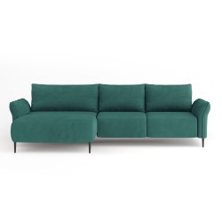 LUIS Left-Handed Corner Set with Sleep Function, Storage, and CURIO 37 Turquoise Pillows - VERSAILLES Edition LUIS Left-Handed Corner Set with Sleep Function, Storage, and CURIO 37 Turquoise Pillows - VERSAILLES Edition