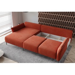 LUIS Left-Handed Corner Set with Sleep Function, Storage, and CURIO 37 Turquoise Pillows - VERSAILLES Edition LUIS Left-Handed Corner Set with Sleep Function, Storage, and CURIO 37 Turquoise Pillows - VERSAILLES Edition