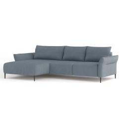 "LUIS Left-Handed Corner Sofa Set with Sleep Function, Storage and CURIO 70 Light Grey Cushions - VERSAILLES Edition"
