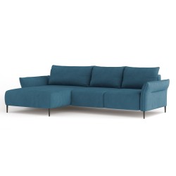 LUIS Left-Handed Corner Set with Sleep Function, Storage and CURIO 74 Blue Cushions by WERSAL