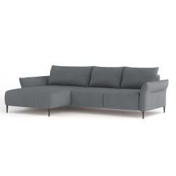 LUIS Left-Handed Corner Set with Sleep Function, Storage, and CURIO 83 Grey Cushions by WERSAL