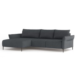 "LUIS Left-Handed Corner Suite with Sleep Function, Storage and CURIO 93 Charcoal Cushions by WERSAL"