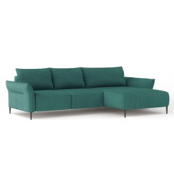 "LUIS Right-Hand Corner Set with Sleeping Function, Storage and CURIO 37 Turquoise Cushions from WERSAL"
