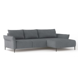 LUIS Right-Handed Corner Sofa Set with Sleeping Function, Storage, and CURIO 83 Grey Cushions by WERSAL