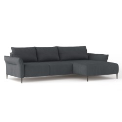 "LUIS Right-Hand Corner Set with Sleep Function, Storage Compartment and CURIO 93 Anthracite Pillows by WERSAL"