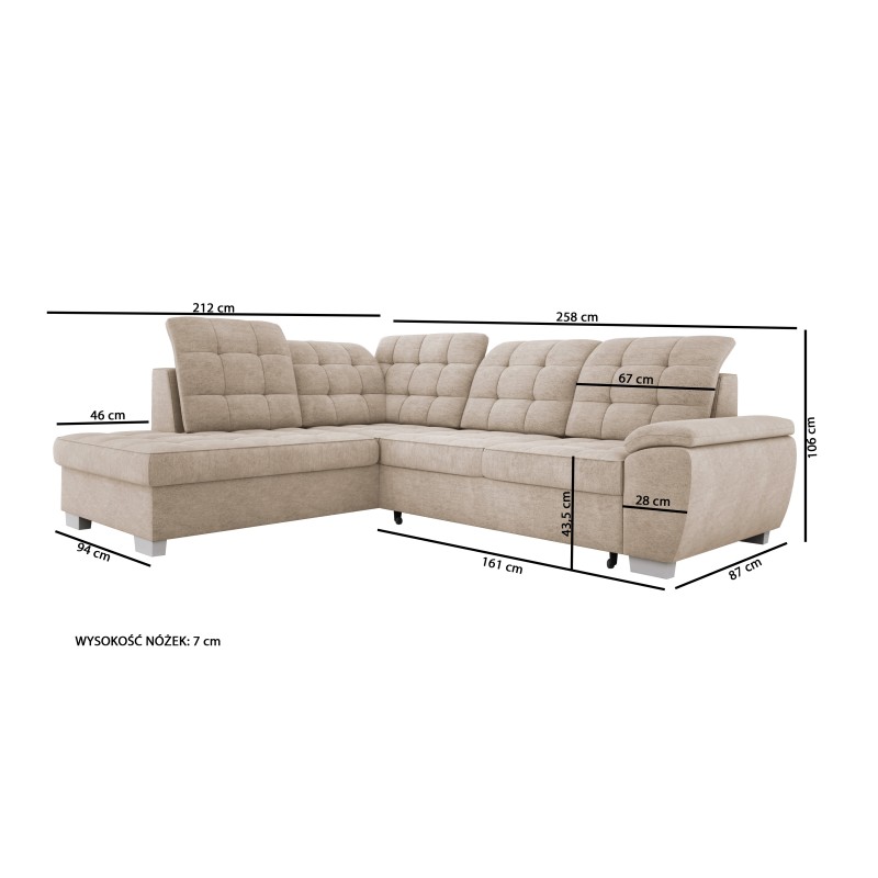 LOTTA L Left-Facing Freestanding Corner Sofa in SALVADOR 08 Fabric - VERSAILLES Edition LOTTA L Left-Facing Freestanding Corner Sofa in SALVADOR 08 Fabric - VERSAILLES Edition