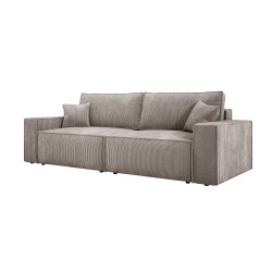 "KASJO Left-Hand Corner Sofa with Sleeping Function and Cushions, 2x POSO 002 Cappuccino Storage Units by Stork Furniture"