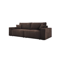 KASJO Left-Handed Corner Sofa with Sleep Function and Cushions, 2x POSO 006 Brown Storage Box by Stork Furniture