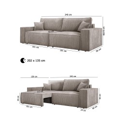 KASJO Left-Handed Corner Sofa with Sleep Function and Cushions, 2x POSO 006 Brown Storage Box by Stork Furniture KASJO Left-Handed Corner Sofa with Sleep Function and Cushions, 2x POSO 006 Brown Storage Box by Stork Furniture