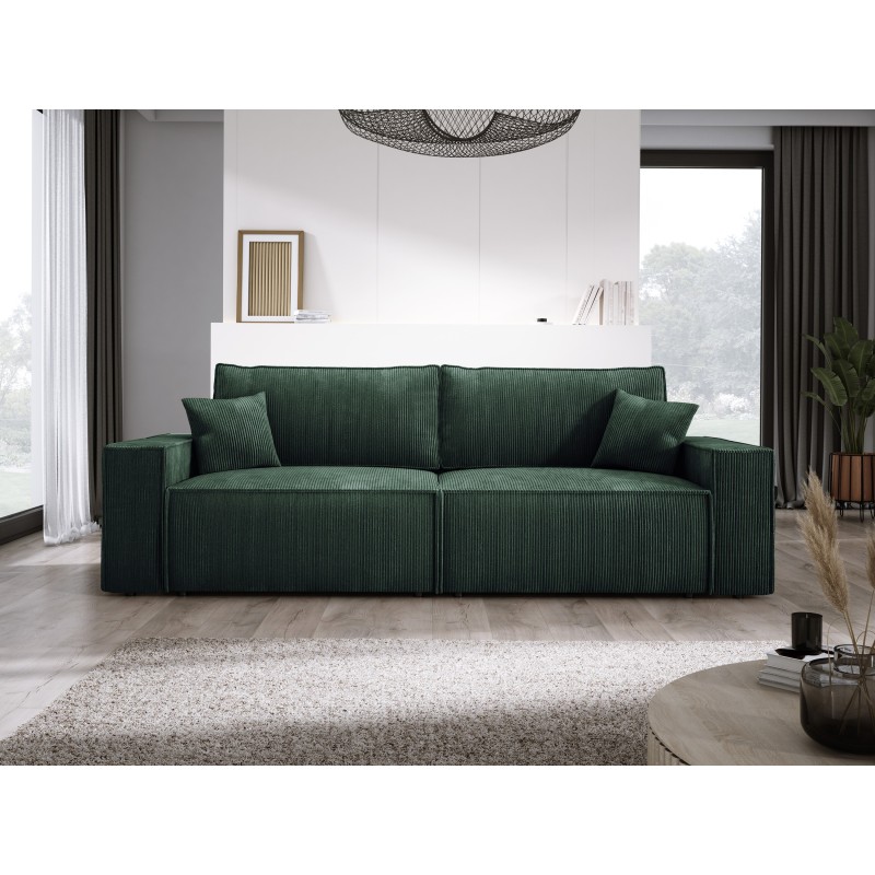 KASJO Left-Handed Corner Sofa with Sleep Function and Cushions, 2x POSO 014 Green Storage Units by Stork Furniture KASJO Left-Handed Corner Sofa with Sleep Function and Cushions, 2x POSO 014 Green Storage Units by Stork Furniture