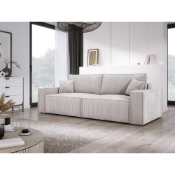KASJO Left-Handed Corner Sofa with Sleeping Function and Pillows, 2x POSO 100 Dirty White Storage Units by Stork Furniture KASJO Left-Handed Corner Sofa with Sleeping Function and Pillows, 2x POSO 100 Dirty White Storage Units by Stork Furniture