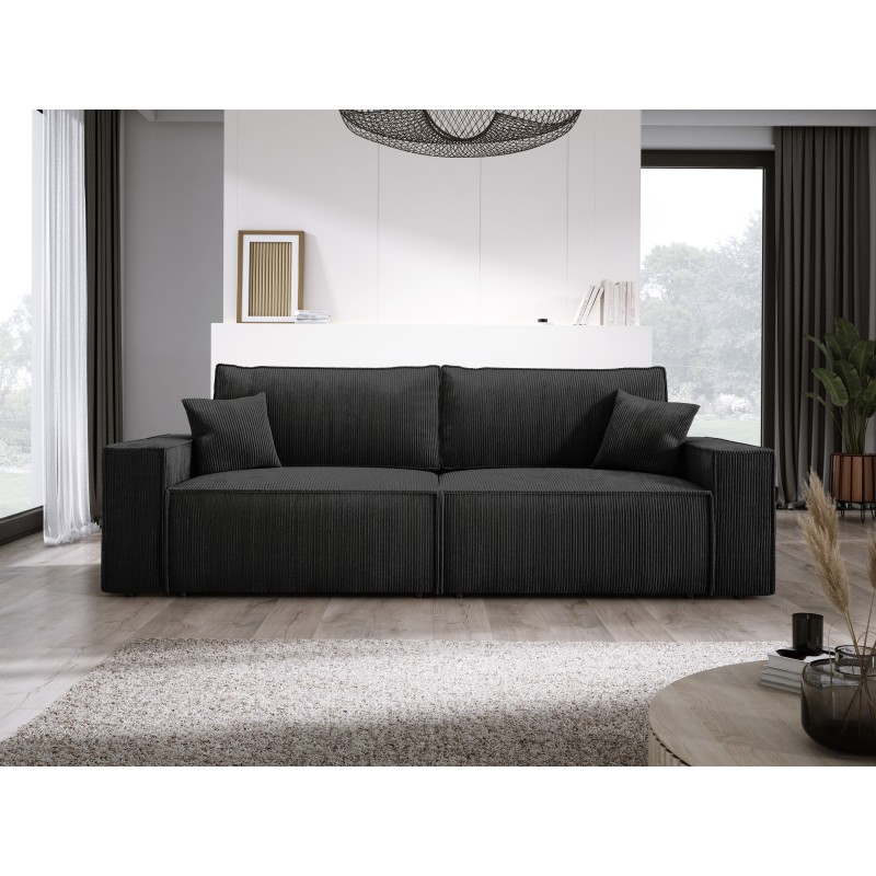 KASJO Left-Handed Corner Sofa with Sleep Function and Cushions, 2x POSO 135 Graphite Storage Units by Stork Furniture KASJO Left-Handed Corner Sofa with Sleep Function and Cushions, 2x POSO 135 Graphite Storage Units by Stork Furniture