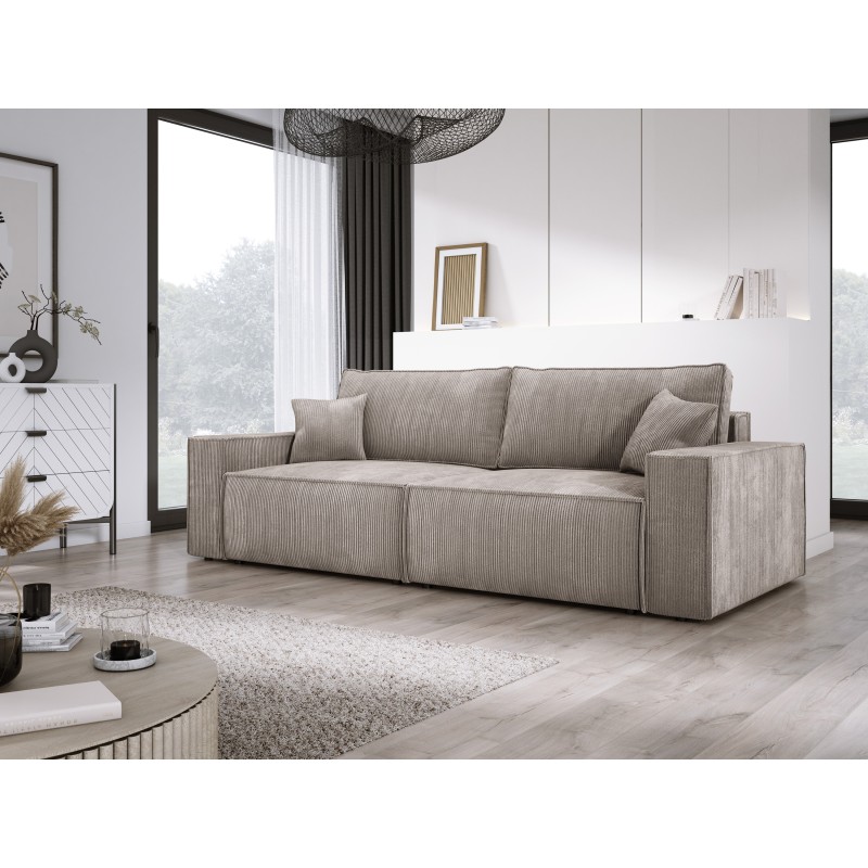 KASJO Right-Sided Corner Sofa with Sleeping Function and Cushions, 2x POSO 002 Cappuccino Storage Compartment by Stork Furniture KASJO Right-Sided Corner Sofa with Sleeping Function and Cushions, 2x POSO 002 Cappuccino Storage Compartment by Stork Furniture