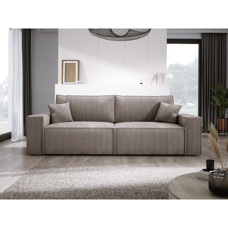KASJO Right-Sided Corner Sofa with Sleeping Function and Cushions, 2x POSO 002 Cappuccino Storage Compartment by Stork Furniture KASJO Right-Sided Corner Sofa with Sleeping Function and Cushions, 2x POSO 002 Cappuccino Storage Compartment by Stork Furniture