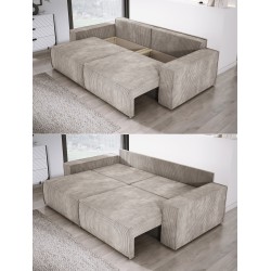 KASJO Right-Sided Corner Sofa with Sleeping Function and Cushions, 2x POSO 002 Cappuccino Storage Compartment by Stork Furniture KASJO Right-Sided Corner Sofa with Sleeping Function and Cushions, 2x POSO 002 Cappuccino Storage Compartment by Stork Furniture