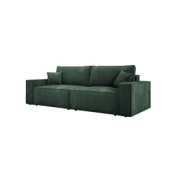 KASJO Right-Sided Corner Sofa with Sleep Function and Cushions, 2x POSO 014 Green Storage Container by Stork Furniture