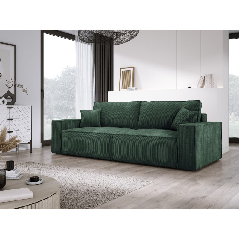 KASJO Right-Sided Corner Sofa with Sleep Function and Cushions, 2x POSO 014 Green Storage Container by Stork Furniture KASJO Right-Sided Corner Sofa with Sleep Function and Cushions, 2x POSO 014 Green Storage Container by Stork Furniture