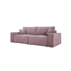 KASJO Right-Sided Corner Sofa with Sleeping Function and Cushions, 2x POSO 027 Pink Storage Boxes by Stork Furniture