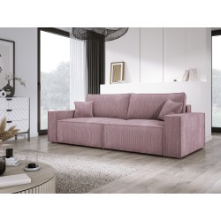 KASJO Right-Sided Corner Sofa with Sleeping Function and Cushions, 2x POSO 027 Pink Storage Boxes by Stork Furniture KASJO Right-Sided Corner Sofa with Sleeping Function and Cushions, 2x POSO 027 Pink Storage Boxes by Stork Furniture