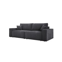 KASJO Right-Sided Corner Sofa with Sleep Function and Pillows, 2x POSO 034 Anthracite Storage Containers by Stork Furniture
