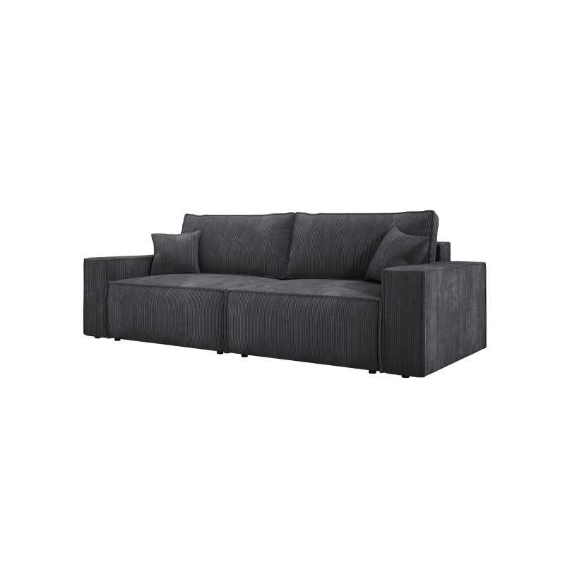 KASJO Right-Sided Corner Sofa with Sleep Function and Pillows, 2x POSO 034 Anthracite Storage Containers by Stork Furniture KASJO Right-Sided Corner Sofa with Sleep Function and Pillows, 2x POSO 034 Anthracite Storage Containers by Stork Furniture
