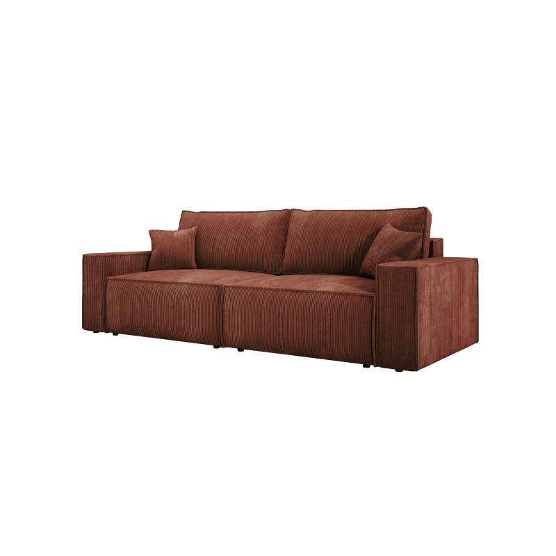 KASJO Right-Sided Corner Sofa with Sleep Function and Pillows, 2x POSO 039 Copper Storage Compartment by Stork Furniture
