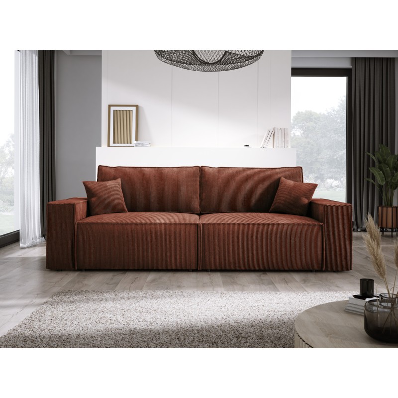 KASJO Right-Sided Corner Sofa with Sleep Function and Pillows, 2x POSO 039 Copper Storage Compartment by Stork Furniture KASJO Right-Sided Corner Sofa with Sleep Function and Pillows, 2x POSO 039 Copper Storage Compartment by Stork Furniture