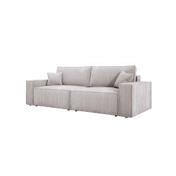 KASJO Right-Sided Corner Sofa Bed with Pillows, 2x POSO 100 Storage Compartment in Dirty White by Stork Furniture