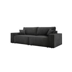 KASJO Right-Sided Corner Sofa with Sleeper Function and Pillows, 2x POSO 135 Graphite Storage Compartment by Stork Furniture