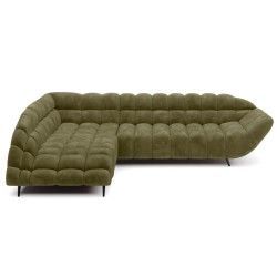 GAPPA Left-Handed Corner Sofa with Electric Extendable Seat in Monolith_38 Olive - VERSAILLES Edition
