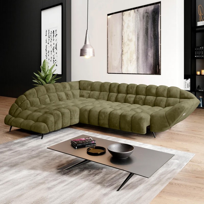 GAPPA Left-Handed Corner Sofa with Electric Extendable Seat in Monolith_38 Olive - VERSAILLES Edition GAPPA Left-Handed Corner Sofa with Electric Extendable Seat in Monolith_38 Olive - VERSAILLES Edition