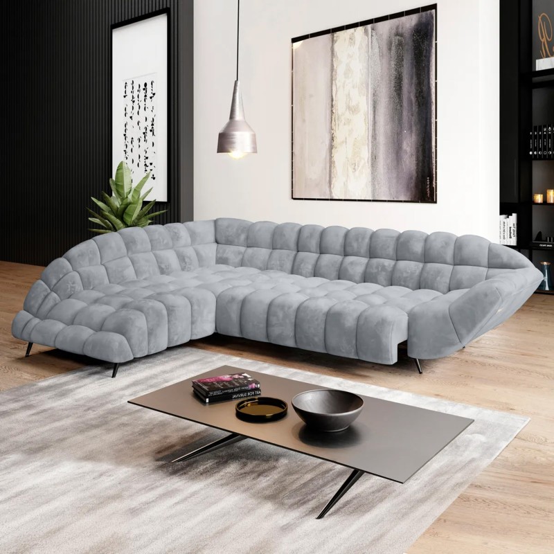 GAPPA Left-Hand Corner Sofa with Electric Extendable Seat in Monolith_84 Ash Grey VERSAL GAPPA Left-Hand Corner Sofa with Electric Extendable Seat in Monolith_84 Ash Grey VERSAL