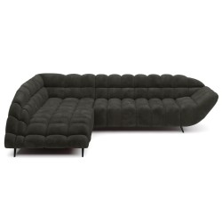 GAPPA Left-Hand Corner Sofa with Electric Extendable Seat in Monolith_95 Black by WERSAL
