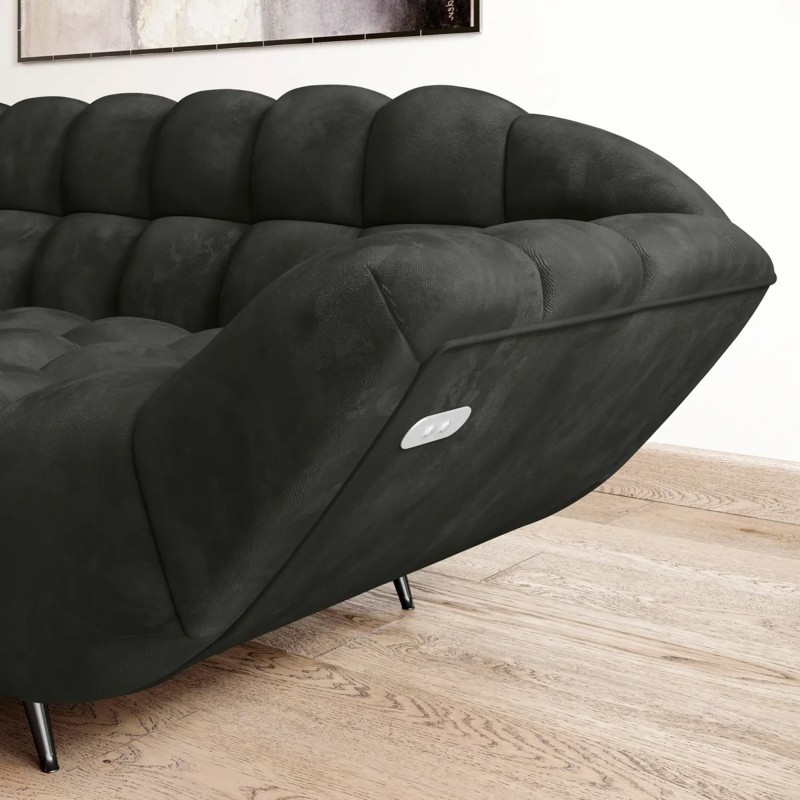 GAPPA Left-Hand Corner Sofa with Electric Extendable Seat in Monolith_95 Black by WERSAL GAPPA Left-Hand Corner Sofa with Electric Extendable Seat in Monolith_95 Black by WERSAL