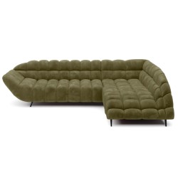 "GAPPA Right-Hand Corner Sofa with Electric Extendable Seat in Olive Monolith_38 - VERSAILLES Edition"