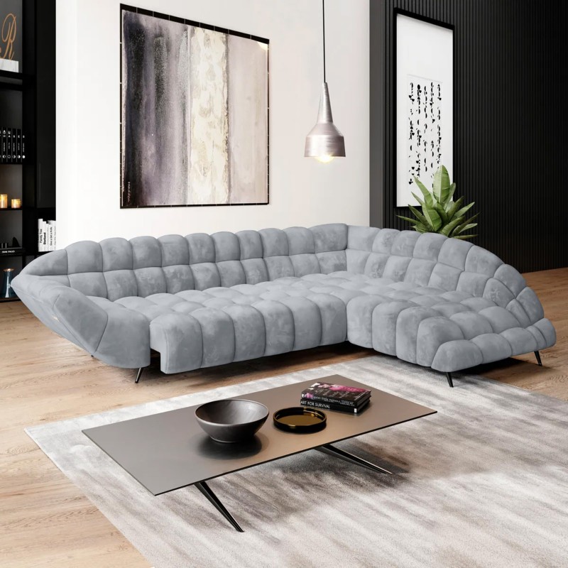 GAPPA Right-Handed Corner Sofa with Electric Extendable Seat in Monolith_84 Ash Grey - VERSAILLES Edition GAPPA Right-Handed Corner Sofa with Electric Extendable Seat in Monolith_84 Ash Grey - VERSAILLES Edition