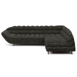GAPPA Right-Hand Corner Sofa with Electric Extendable Seat in Monolith_95 Black by WERSAL