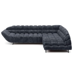 "GAPPA Right-Hand Corner Sofa with Electric Extendable Seat in Monolith_97 Anthracite by WERSAL"